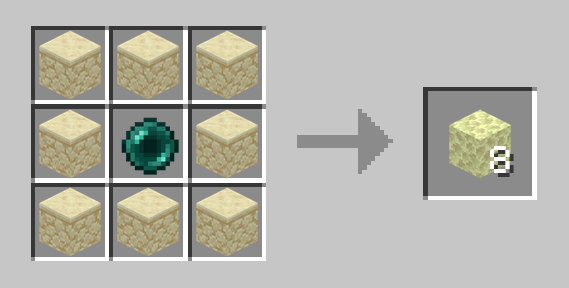 ender pearl + sandstone = end stone