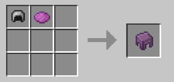 iron hat + magenta dye = shulker shell